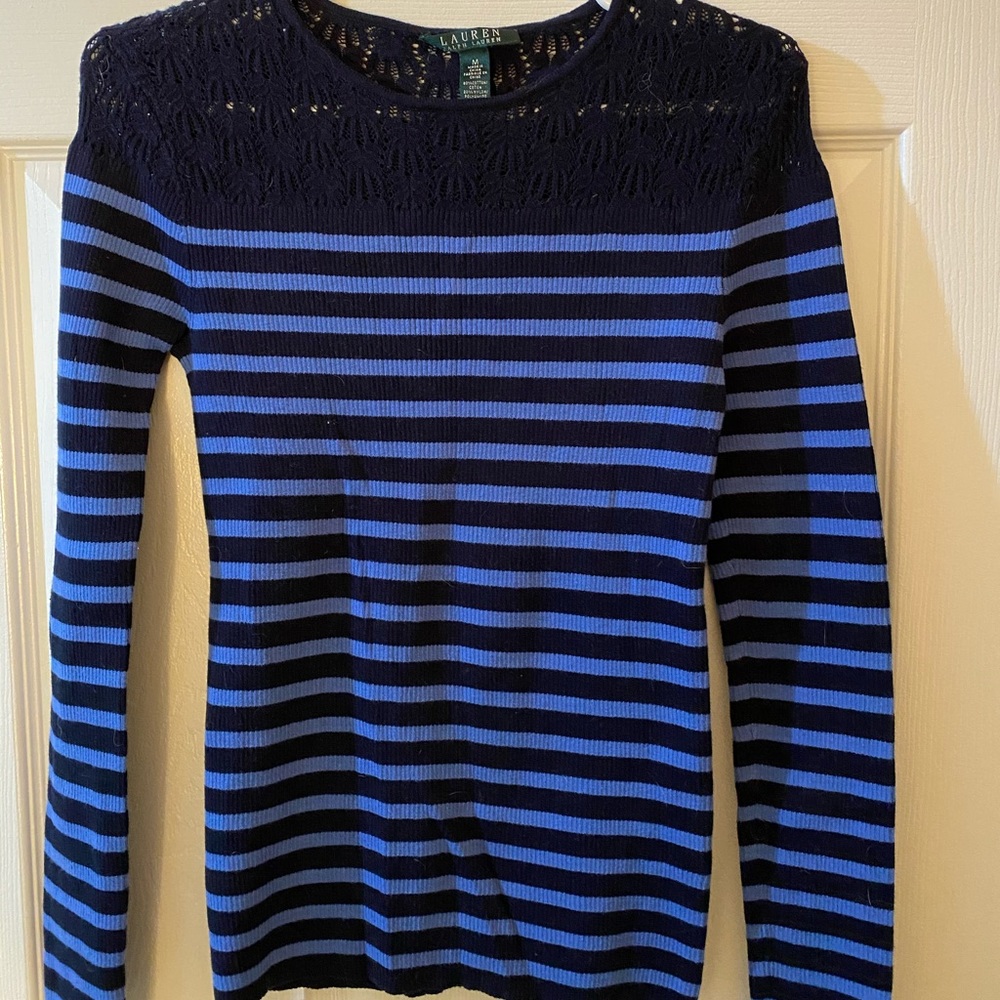 LRL Lauren Ralph Lauren Striped Knit Top, Sz. M